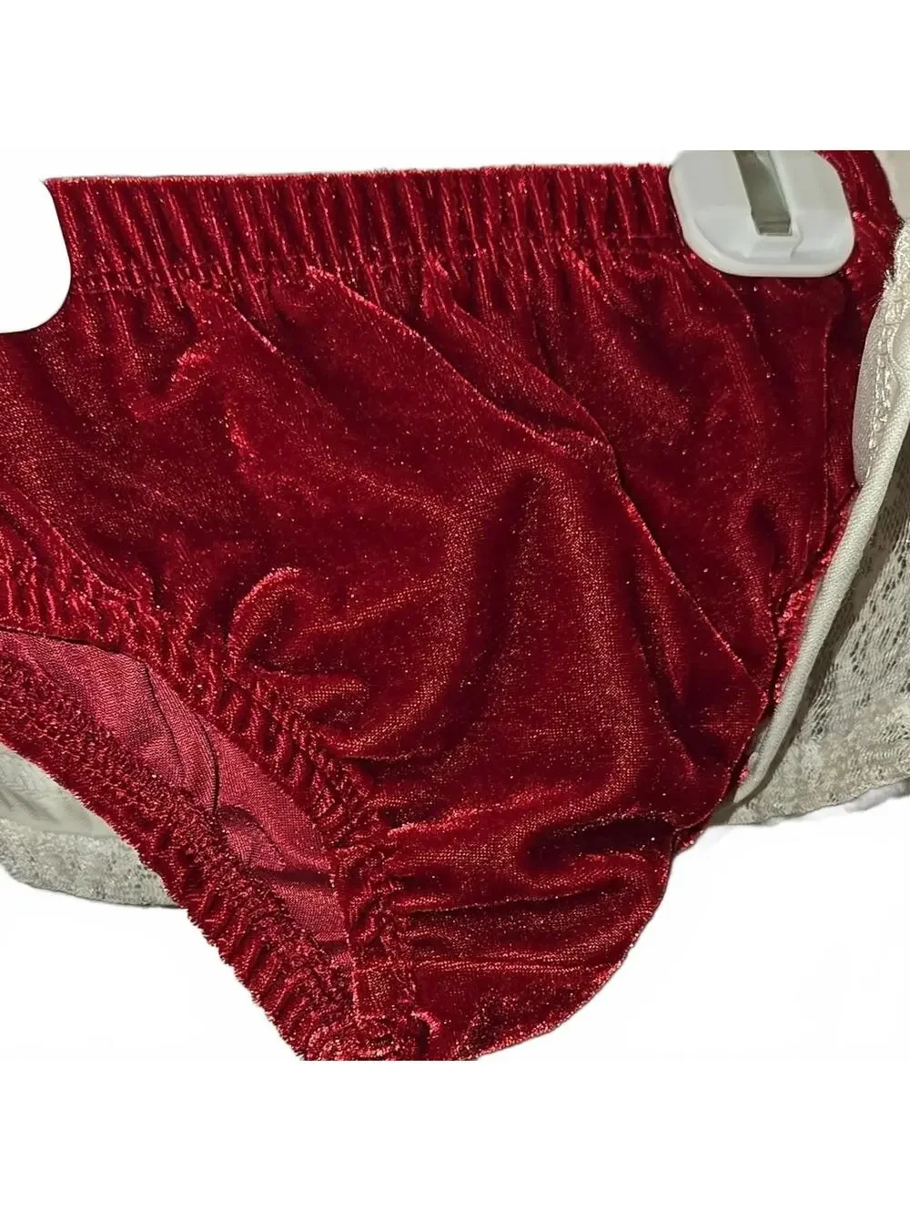 Nicole New York Velvet Baby Dress Set Headband Red & Cream Rosebuds 0-3 Months